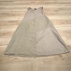 FOR‎ CYNTHIA Patchwork Linen Maxi Dress Beige Sleeveless M